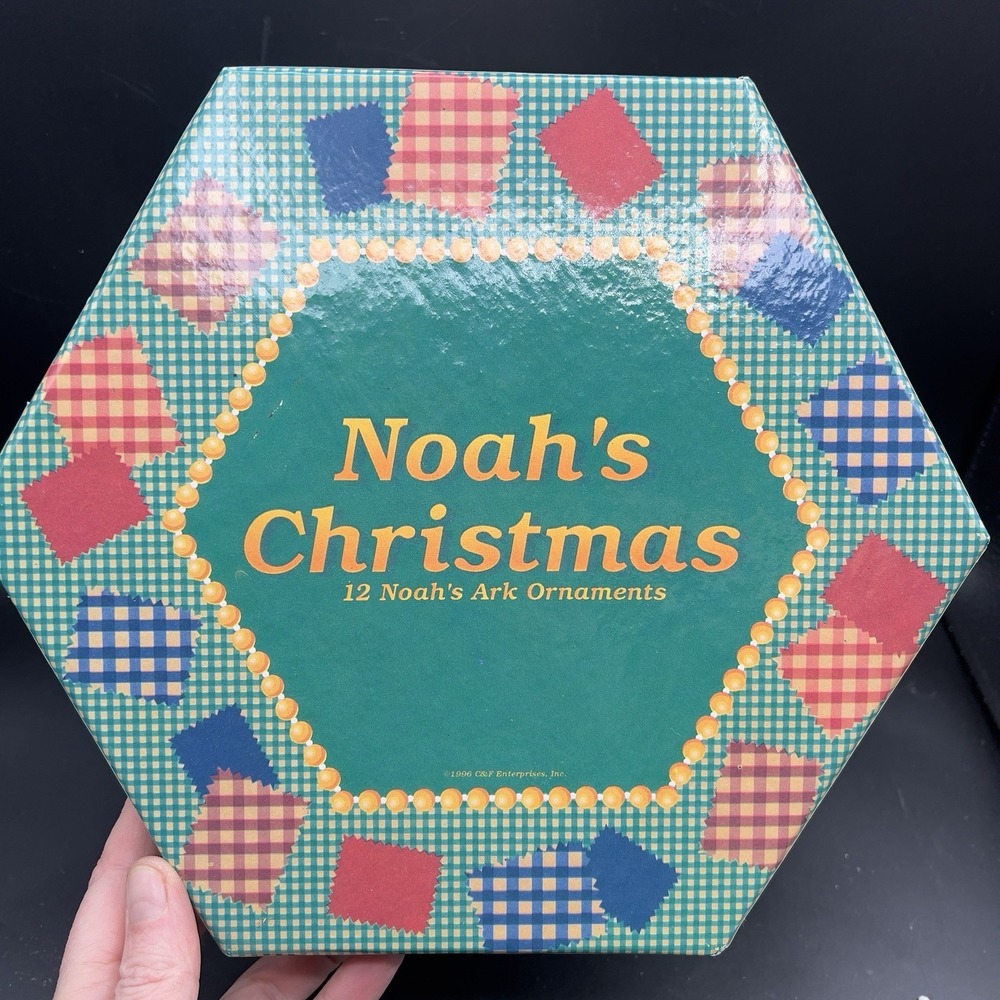 Set of 12 NOAH'S ARK Christmas Tree Ornaments by C&F 1996 Original Box Animals